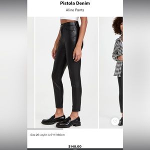 Pistola Aline Pants black leather size 27.